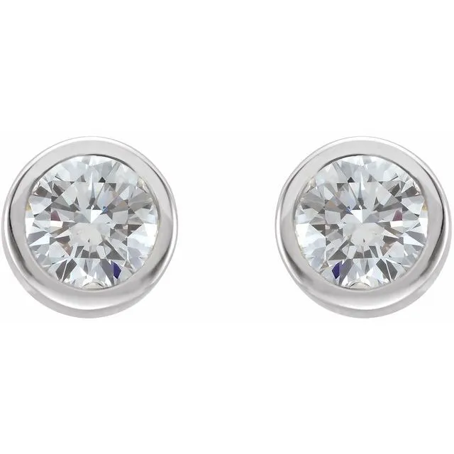 14K White Gold 1/3 CTW Natural Diamond Bezel-Set Earrings