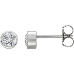 14K White Gold 1/3 CTW Natural Diamond Bezel-Set Earrings