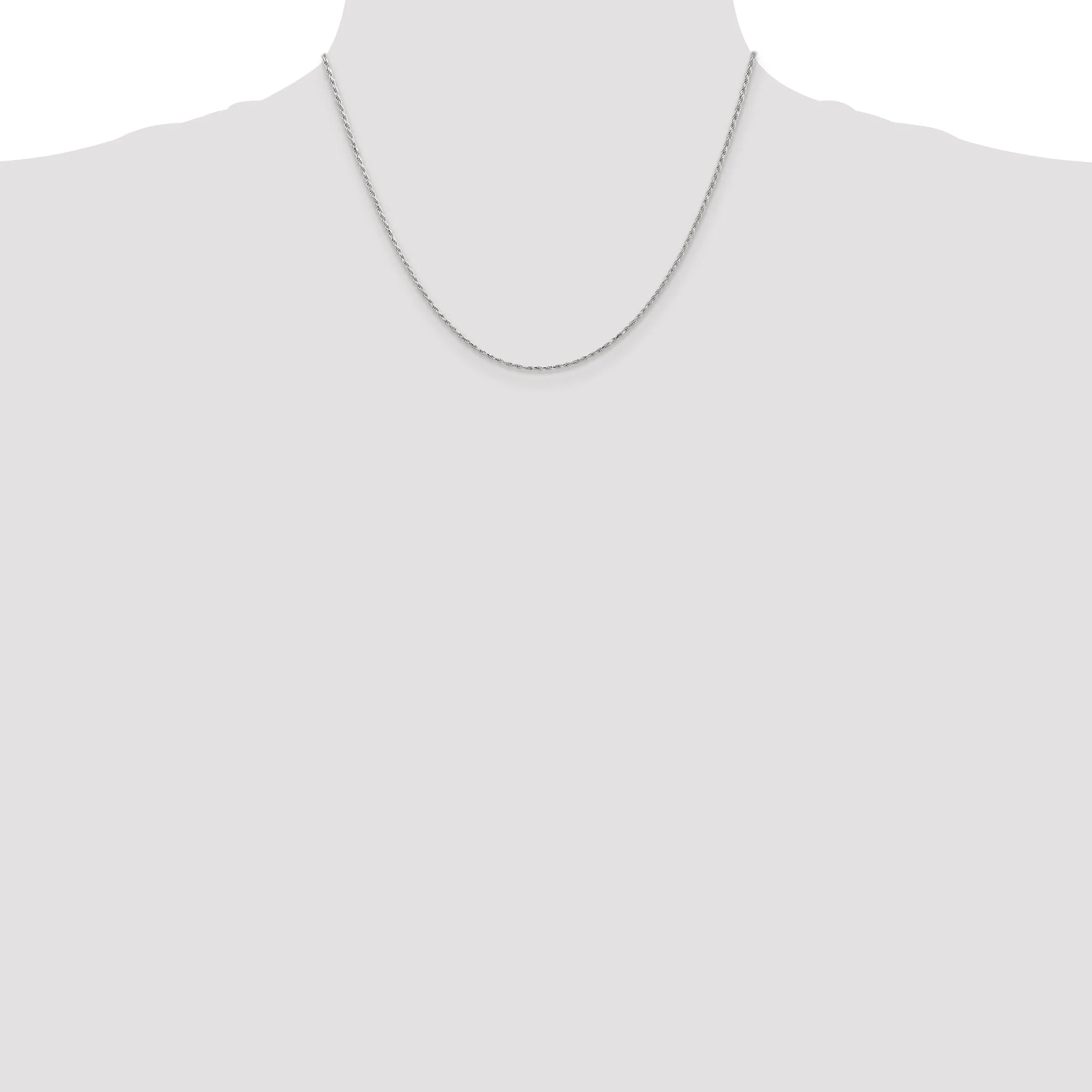 14k White Gold 1.30mm Diamond Cut Rope Chain