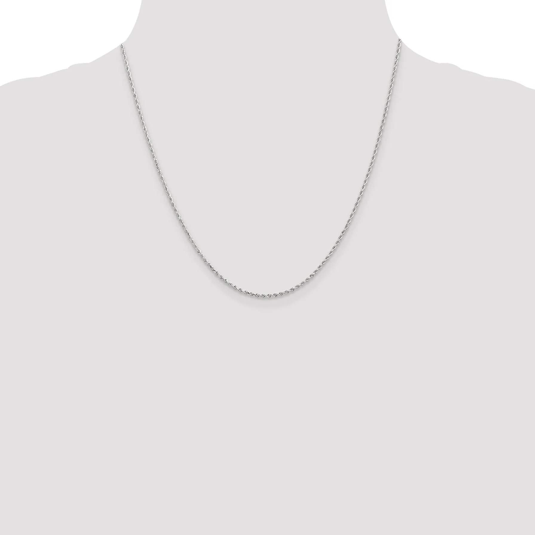 14k White Gold 1.3mm D.C Rope Chain