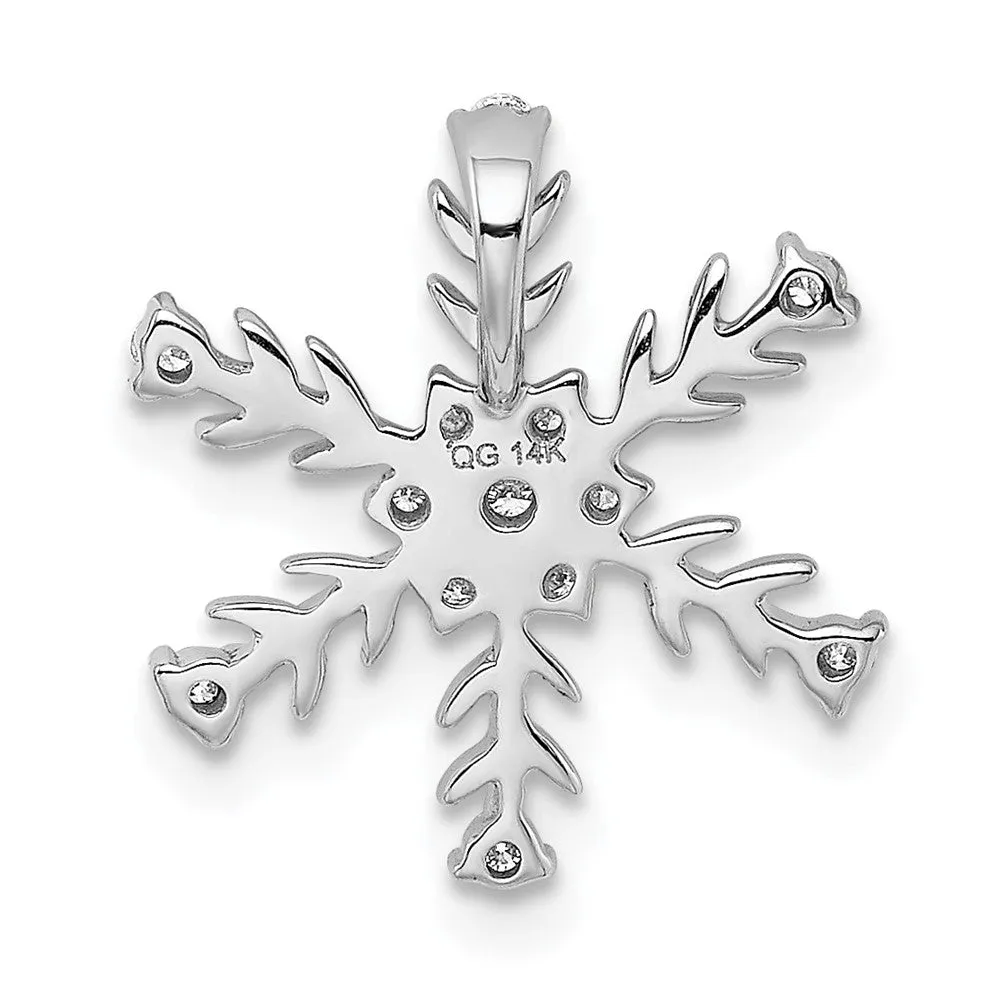 14k White Gold .15ct Diamond Snowflake Necklace