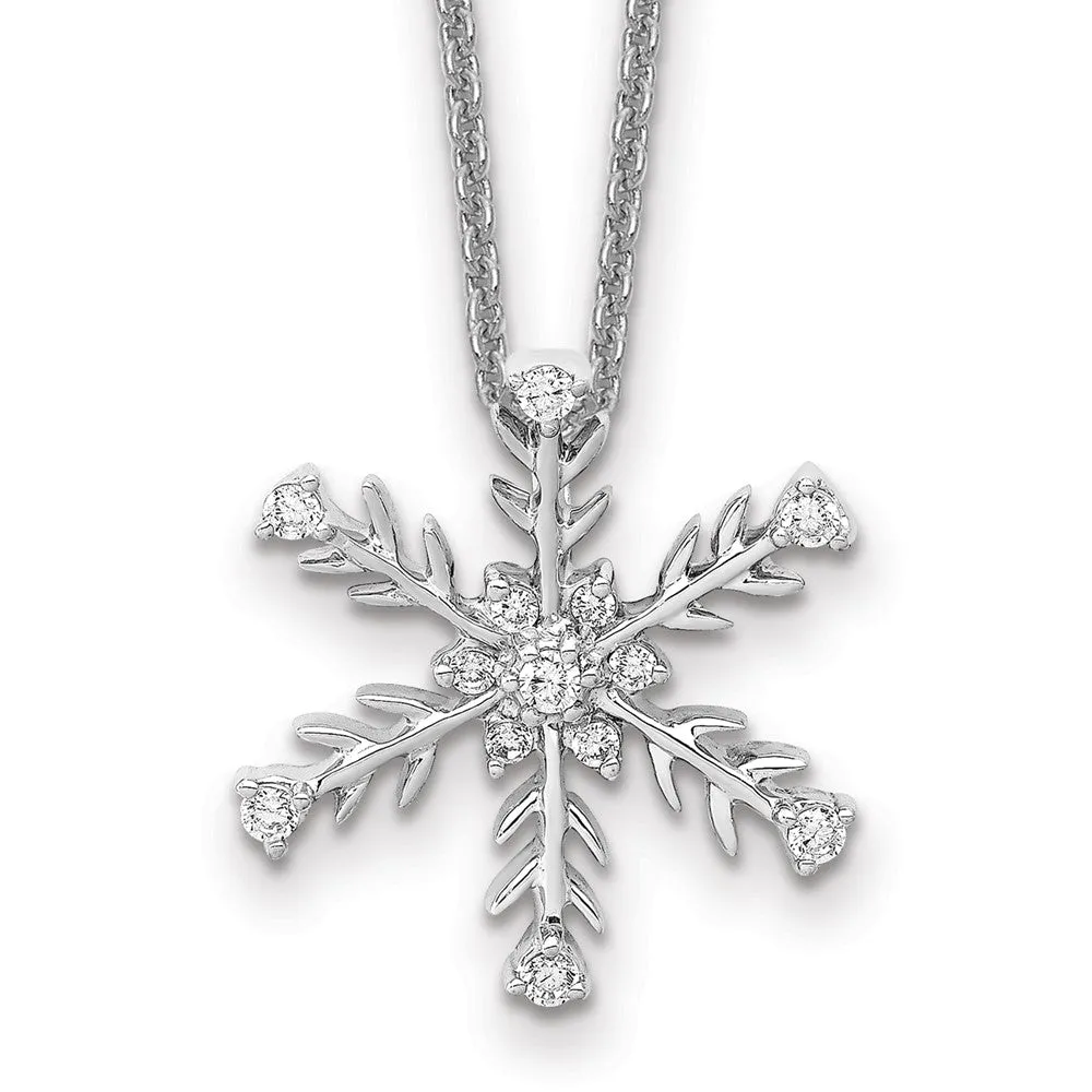 14k White Gold .15ct Diamond Snowflake Necklace