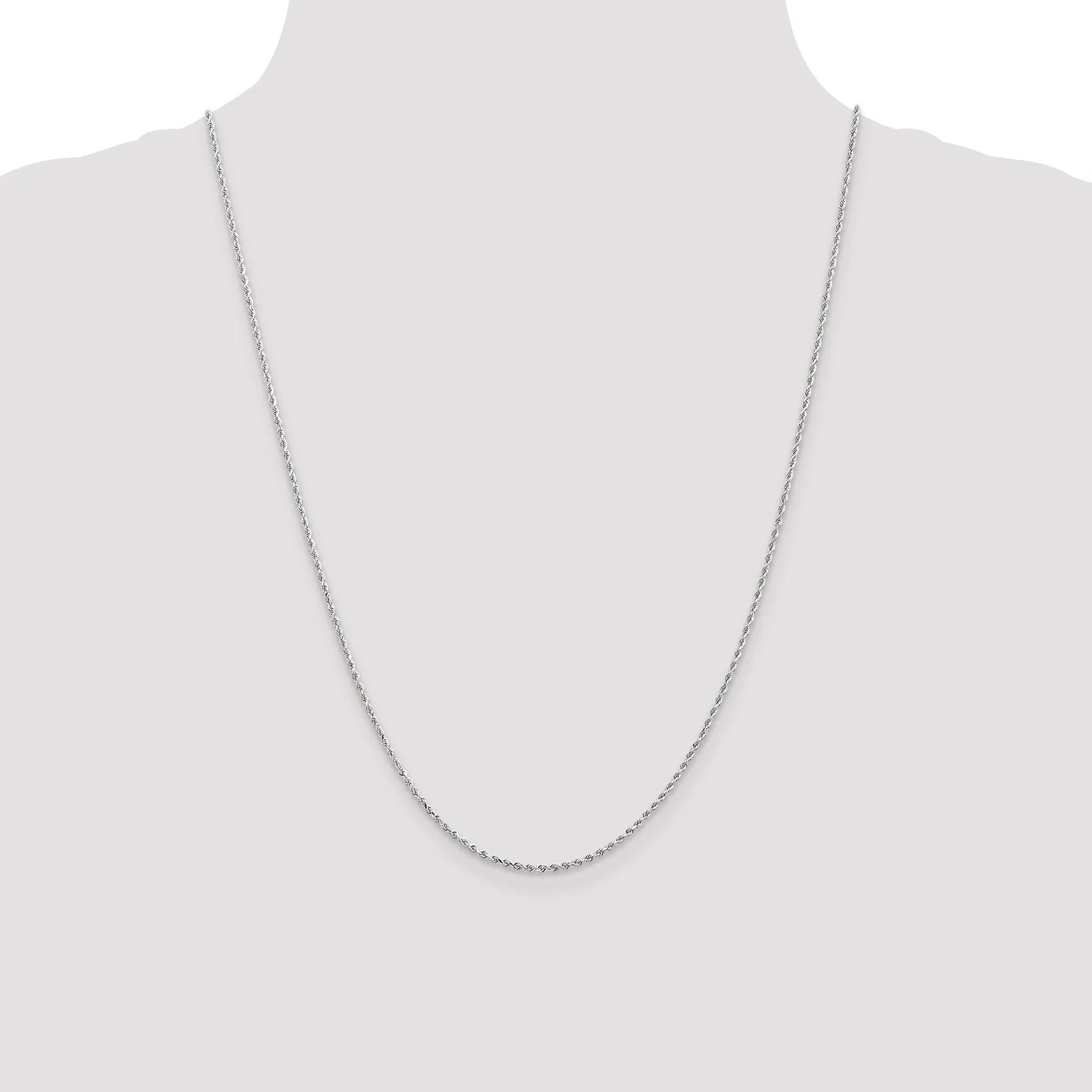 14K White Gold 1.5mm Diamond Cut Rope