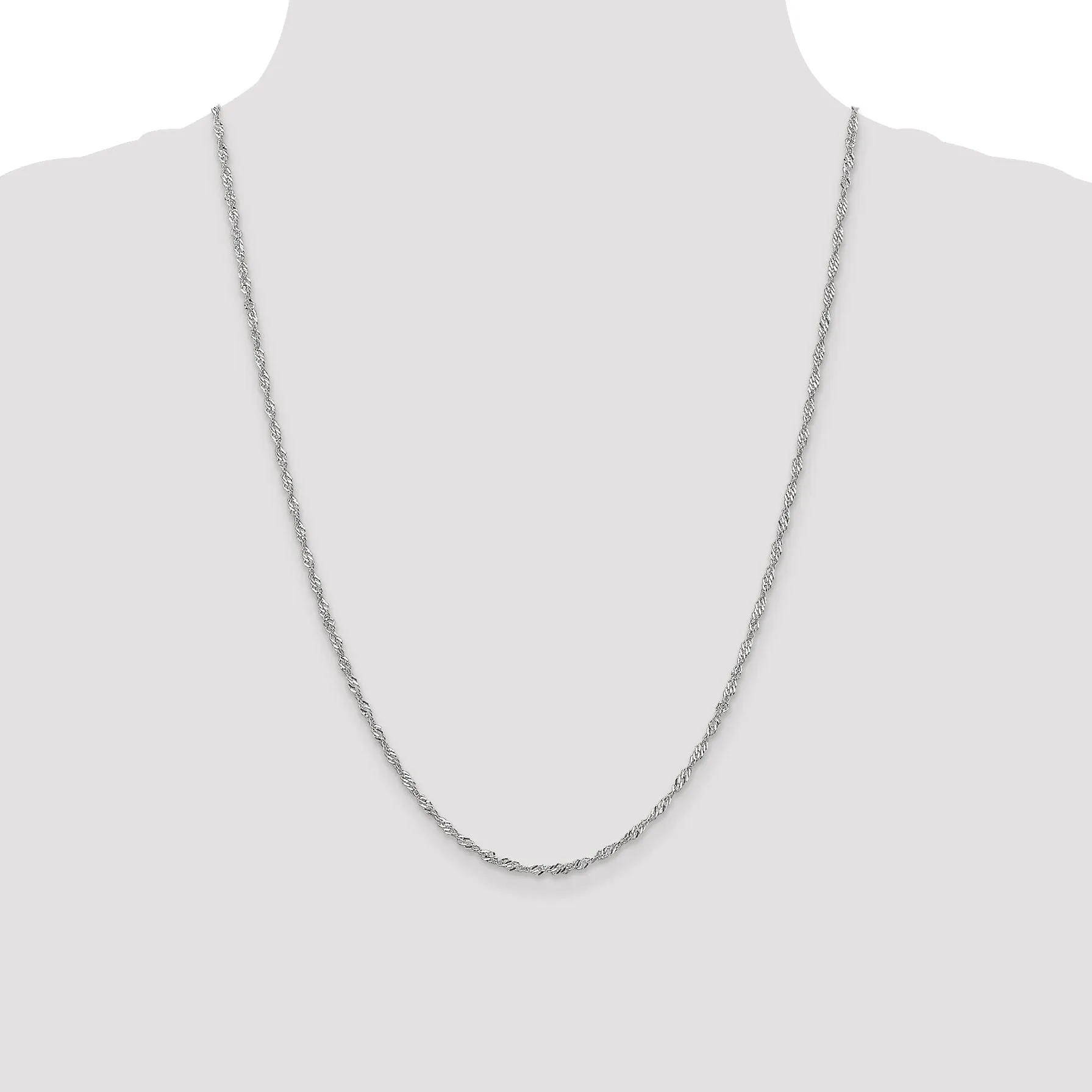 14K White Gold 1.9 mm Singapore Chain