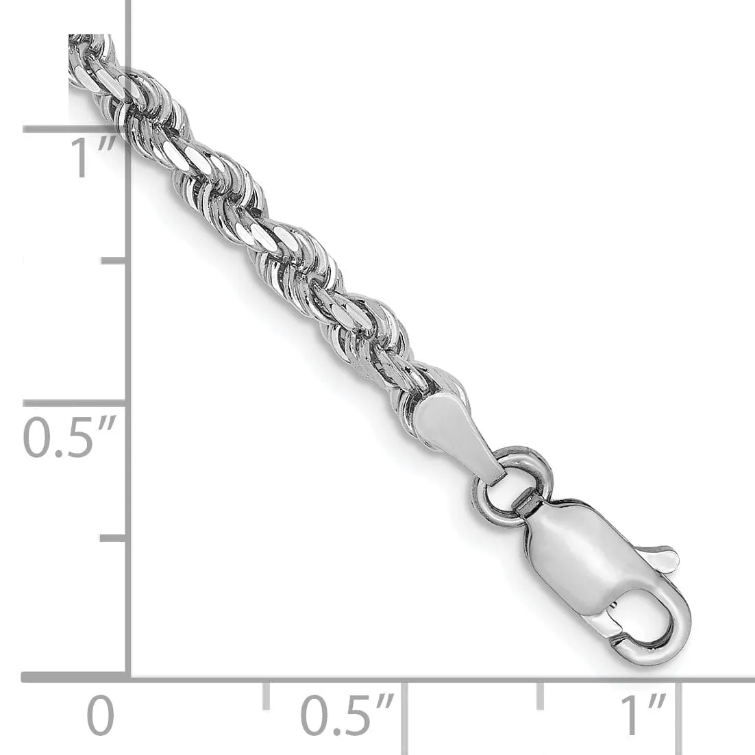 14K White Gold 3.00mm D.C Rope Chain
