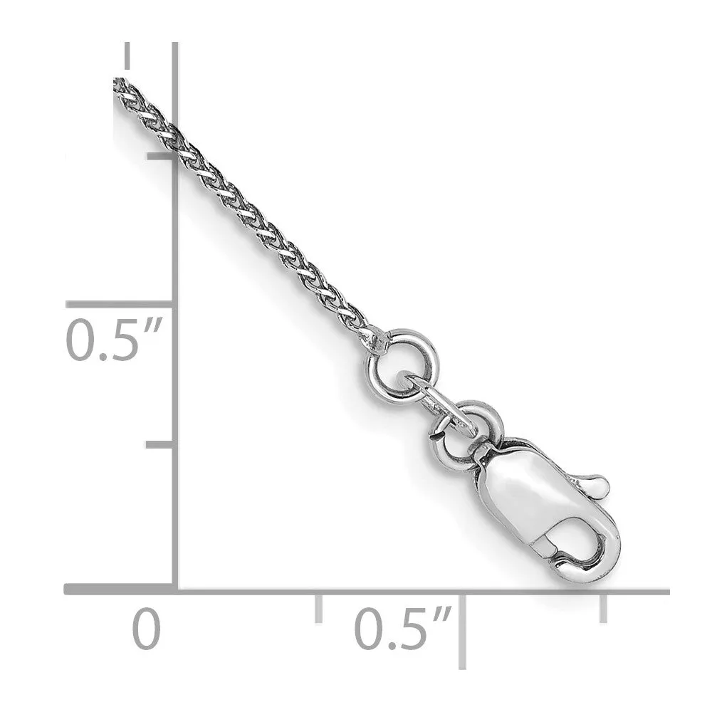 14K White Gold 9 inch 1.05mm Diamond-cut Spiga with Lobster Clasp Anklet