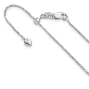 14K White Gold Adjustable .95mm Dimond-cut Wheat Chain