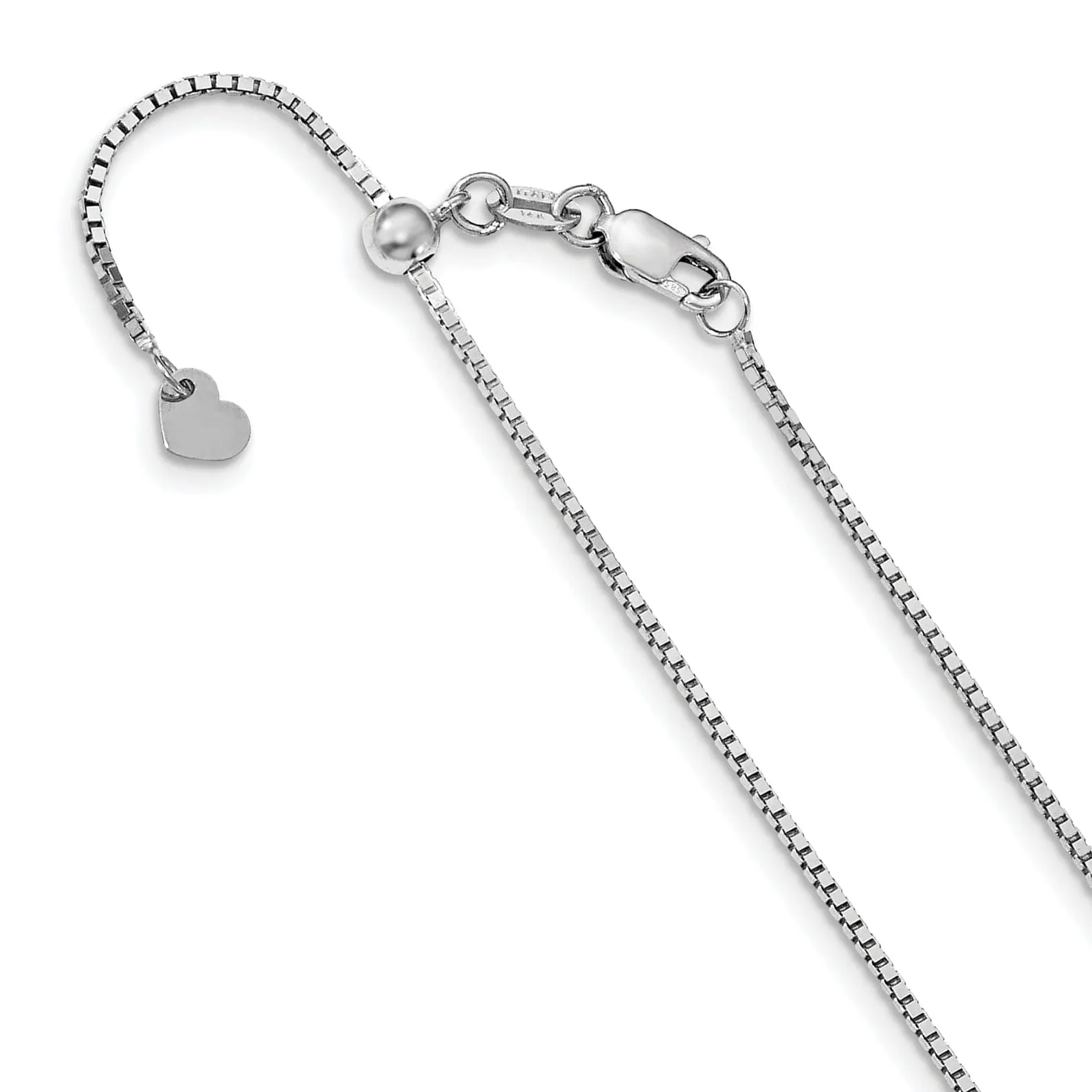 14k White Gold Adjustable Box Chain