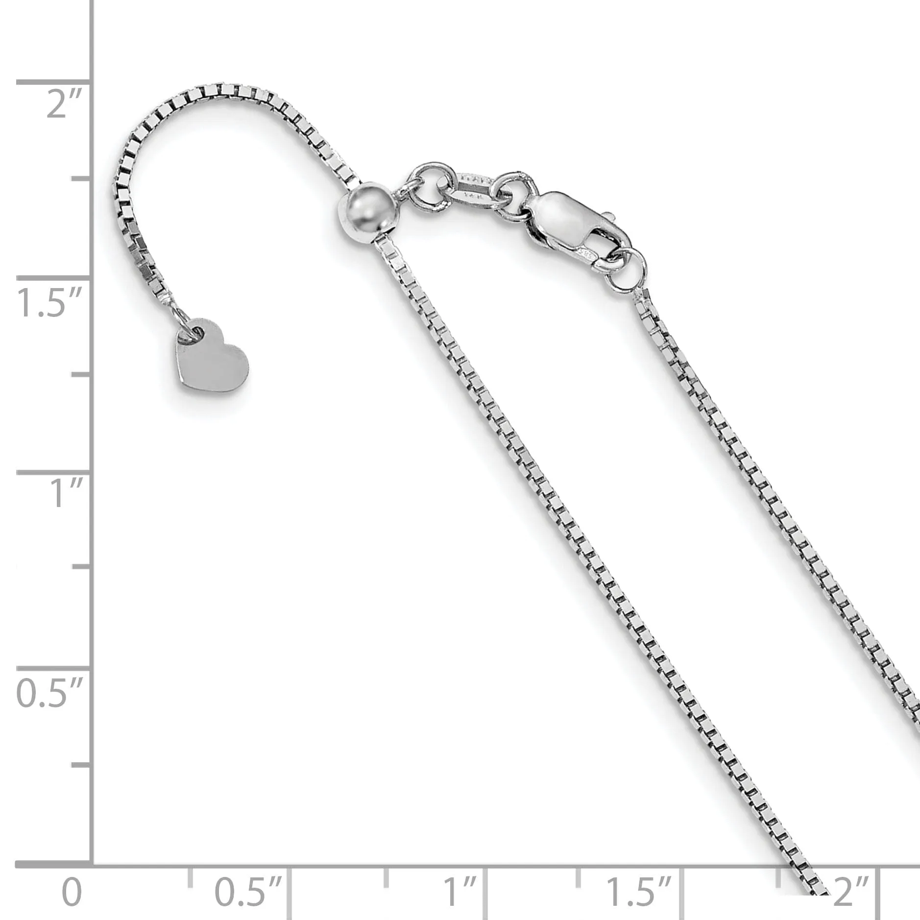 14k White Gold Adjustable Box Chain