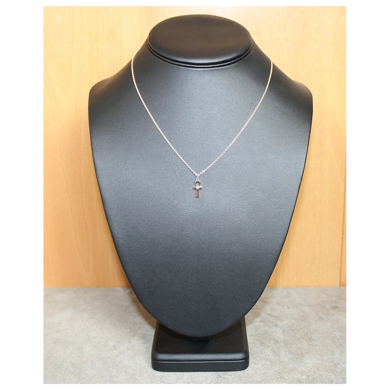 14k White Gold Ankh Diamond Pendant and Chain Necklace for Women