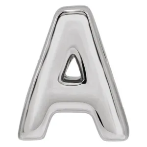 14K White Gold Block Initial A Slide Pendant