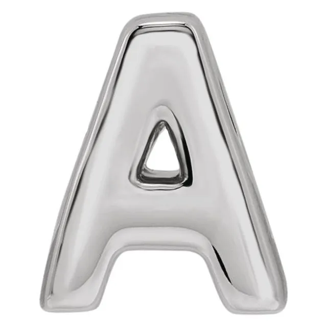 14K White Gold Block Initial A Slide Pendant