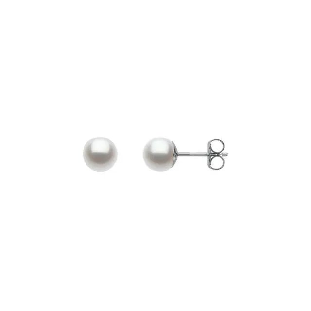 14K White Gold Cultured White Gold Freshwater Pearl Earrings