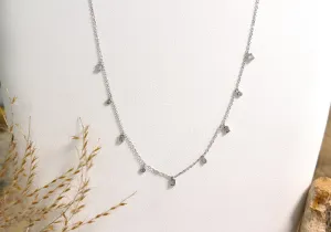 14k White Gold Diamond 0.13ct Round & Baguette Necklace