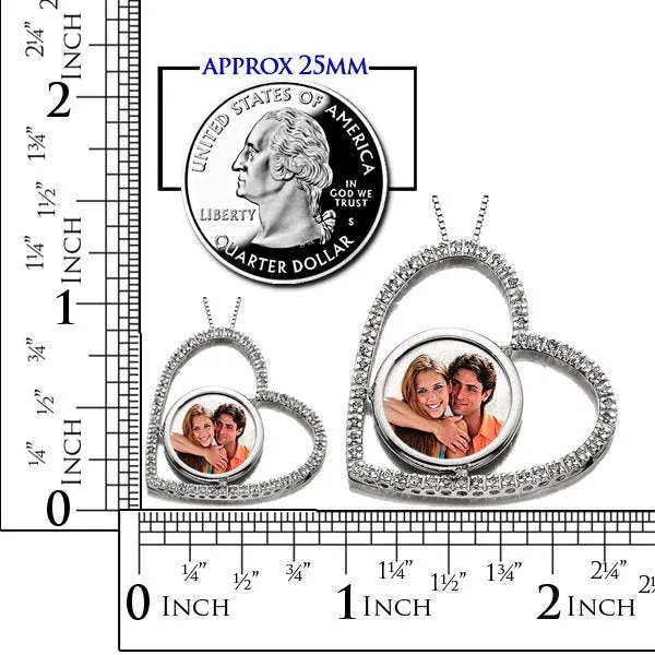 14k White Gold Diamond Heart Photo Pendant Jewelry