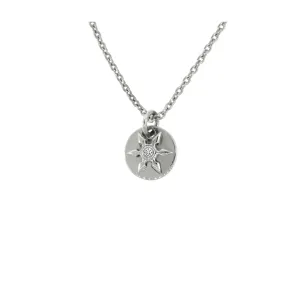 14k White Gold Diamond Pendant Necklace Ninja Star