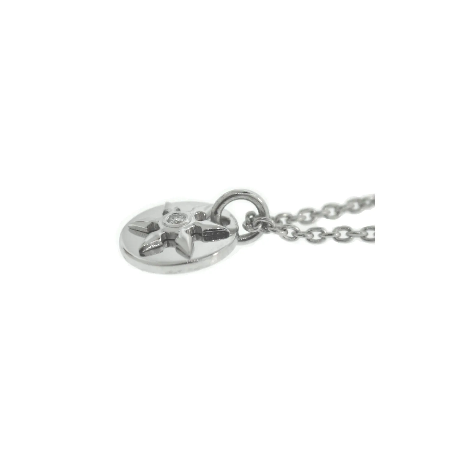 14k White Gold Diamond Pendant Necklace Ninja Star