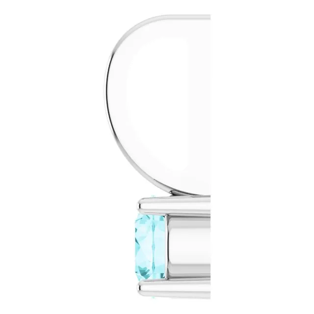 14K White Gold Imitation Blue Zircon Solitaire Charm/Pendant