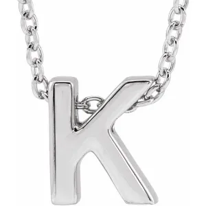 14K White Gold Initial K Slide Pendant 16-18" Necklace