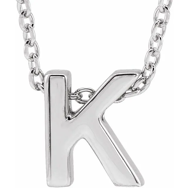 14K White Gold Initial K Slide Pendant 16-18" Necklace