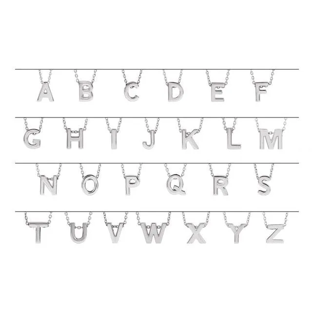 14K White Gold Initial K Slide Pendant 16-18" Necklace