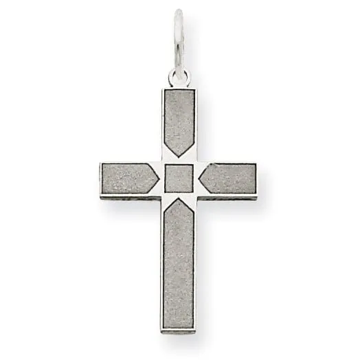 14k White Gold Laser Designed Cross Pendant