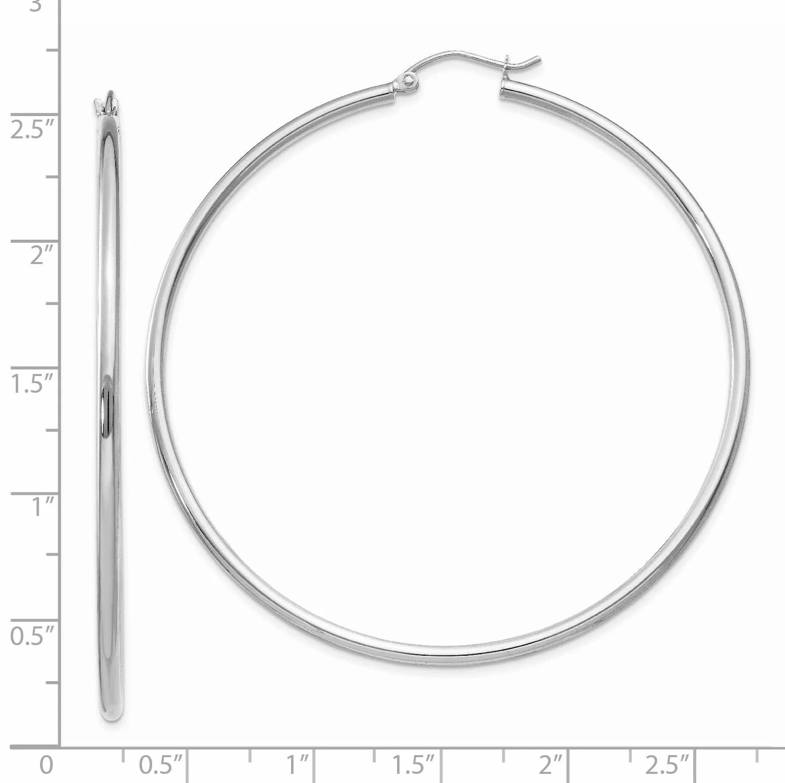 14k White Gold Lightweight Hoop Earrings
