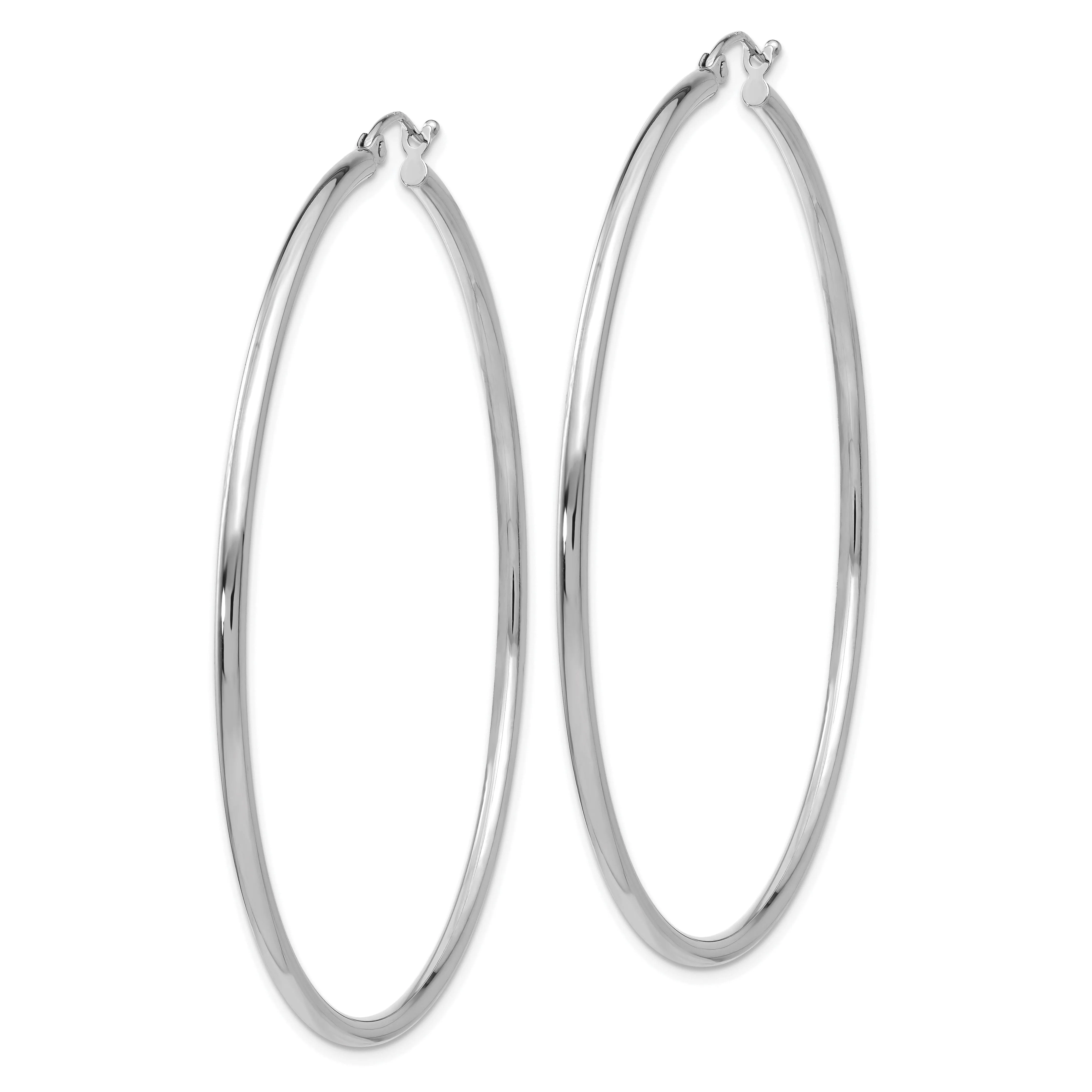 14k White Gold Lightweight Hoop Earrings