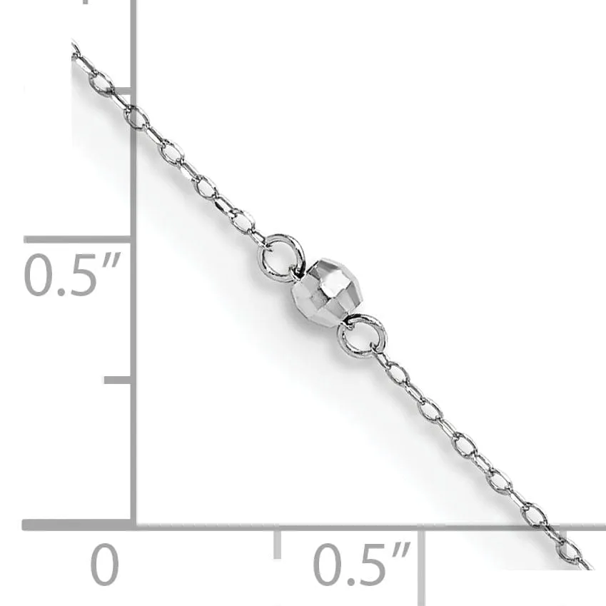 14k White Gold Mirror Beaded Anklet