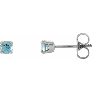 14K White Gold Natural Aquamarine Youth Earrings