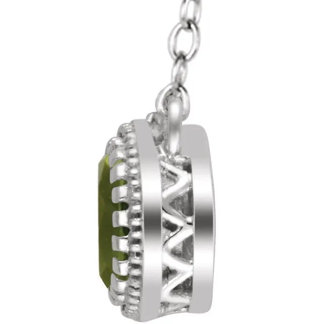 14K White Gold Peridot "August" 18" Birthstone Necklace