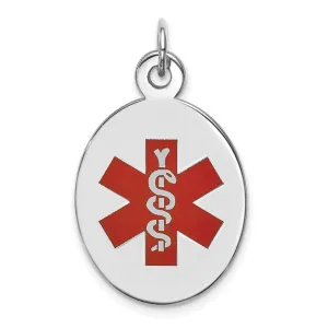 14k White Gold Red Enamel Medical Jewelry Pendant