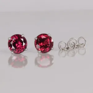 14K White Gold Rhodolite Garnet Earrings 2.11 Carats
