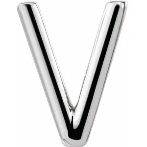 14K White Gold Single Initial V Earring