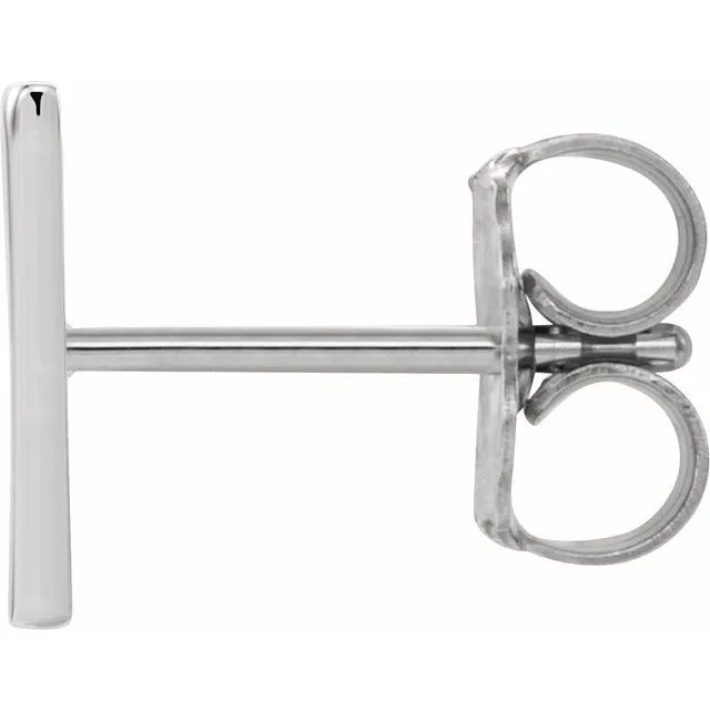 14K White Gold Single Initial V Earring