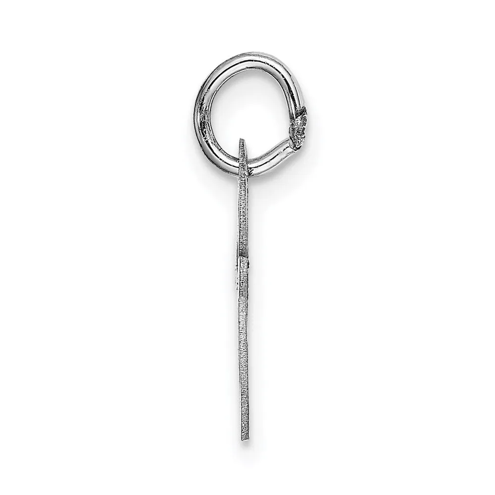 14k White Gold Small Fancy Script Letter E Initial Charm