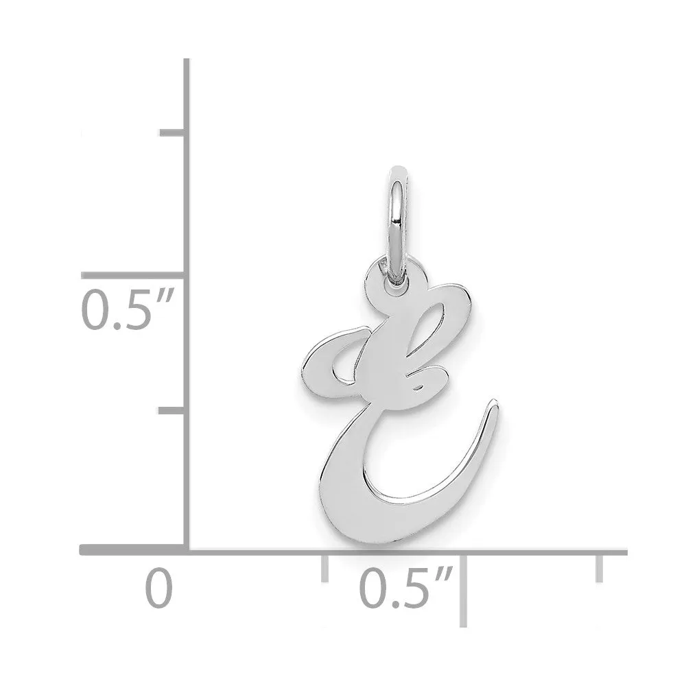 14k White Gold Small Fancy Script Letter E Initial Charm