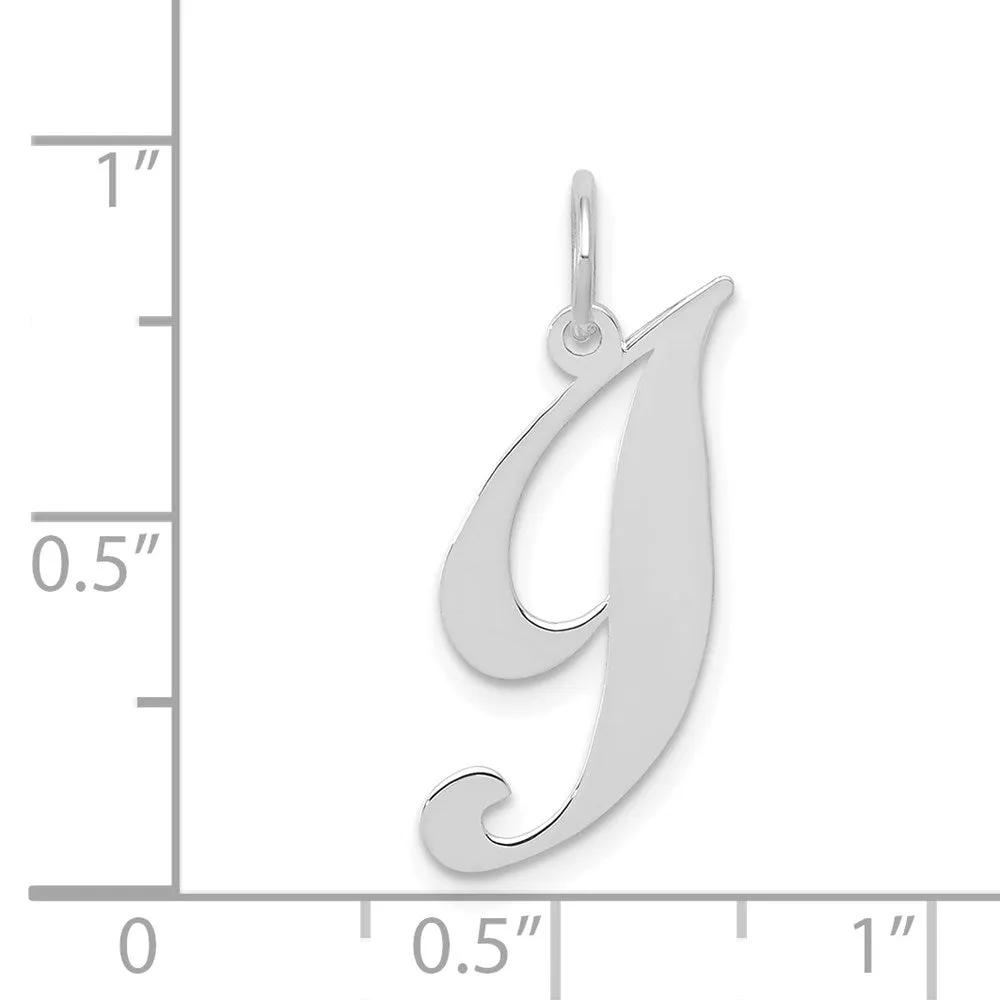14k White Gold Small Fancy Script Letter I Initial Charm
