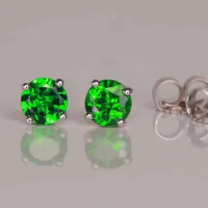 14K White Gold Tsavorite Garnet Earrings .72 Carats
