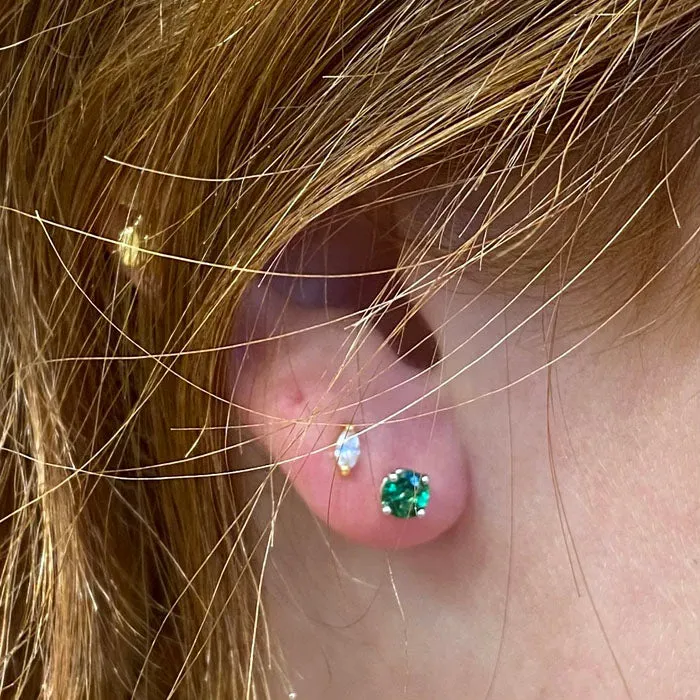 14K White Gold Tsavorite Garnet Earrings .72 Carats