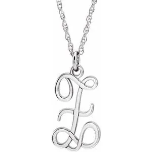 14K White Script Initial Z 16-18" Necklace