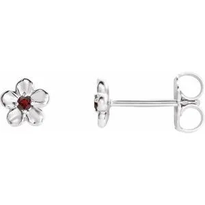 14K White Youth Imitation January Birthstone Flower Earrings