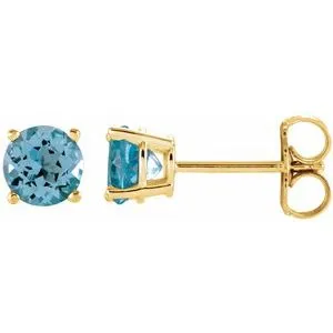 14K Yellow 5 mm Natural Sky Blue Topaz Earrings