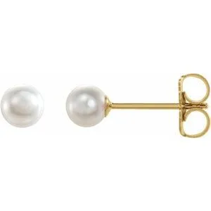 14K Yellow Akoya Cultured Pearl Earrings