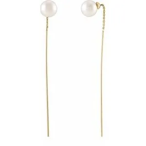 14K Yellow Freshwater Cultured Pearl Threader Earrings