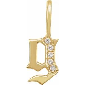 14K Yellow Gold .04 CTW Natural Diamond Gothic Initial G Charm/Pendant