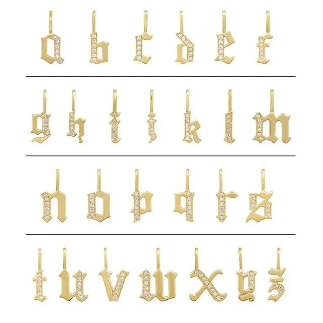 14K Yellow Gold .06 CTW Natural Diamond Gothic Initial N Charm/Pendant
