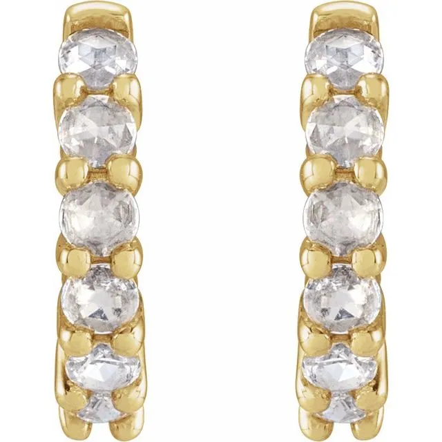 14K Yellow Gold 12.2 mm 1/5 CTW Rose Gold-Cut Natural Diamond Huggie Hoop Earrings