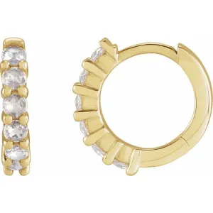 14K Yellow Gold 12.2 mm 1/5 CTW Rose Gold-Cut Natural Diamond Huggie Hoop Earrings