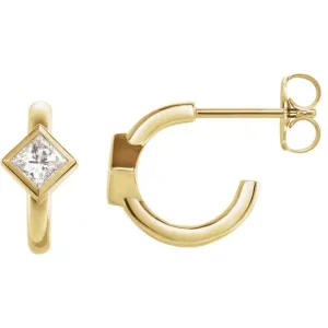 14K Yellow Gold 1/3 CTW Natural Diamond Huggie Hoop Earrings